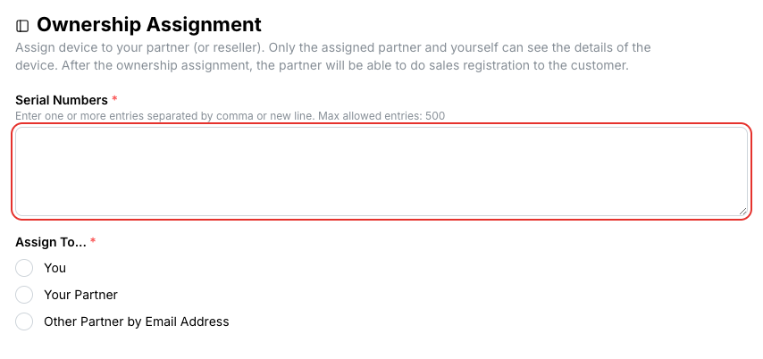 The assignment form