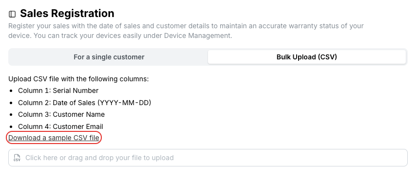 Bulk upload from a CSV file
