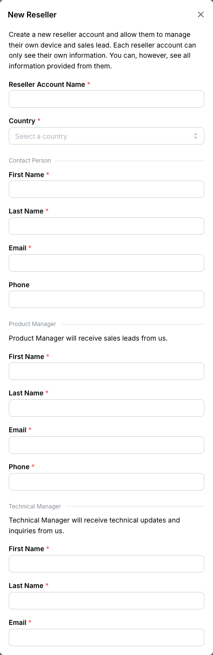 New Reseller form