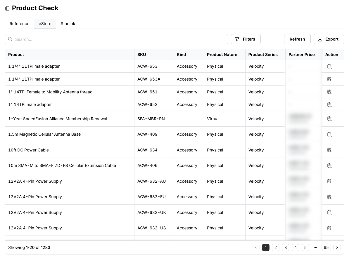 eStore tab