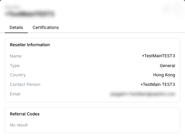 A reseller's details
