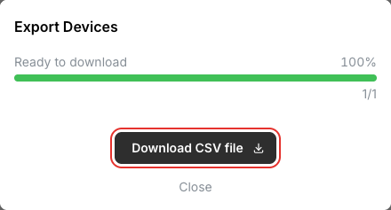 Export dialog ready to download