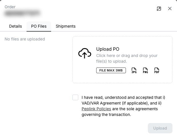 Uploading PO files to an order