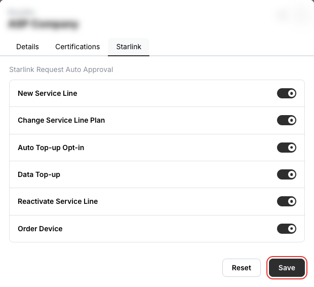 Starlink request auto-approval for a reseller